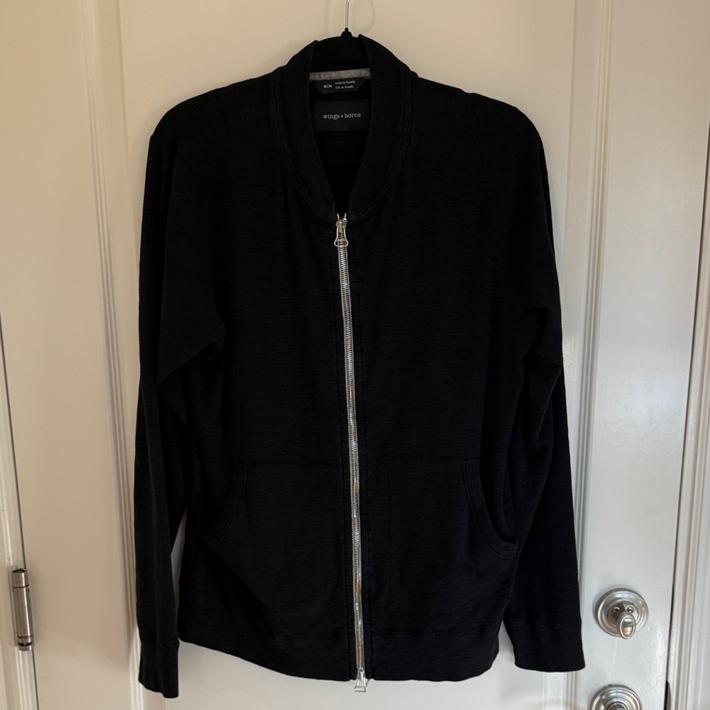 Wings + Horns Midnight Black Zip-Up Hoodie